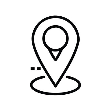 recommend clip art: Black and White Location Pin Icon Outline, Simple black and white outline of a location pin icon on a base, perfect for maps, navigation apps, and minimalist design projects.
                    