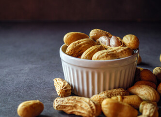 Boiled peanuts in a bowl, Many fresh  peanuts