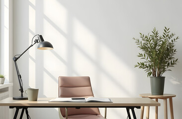 Modern bright office interior, space for negotiations and interviews, workspace, office.