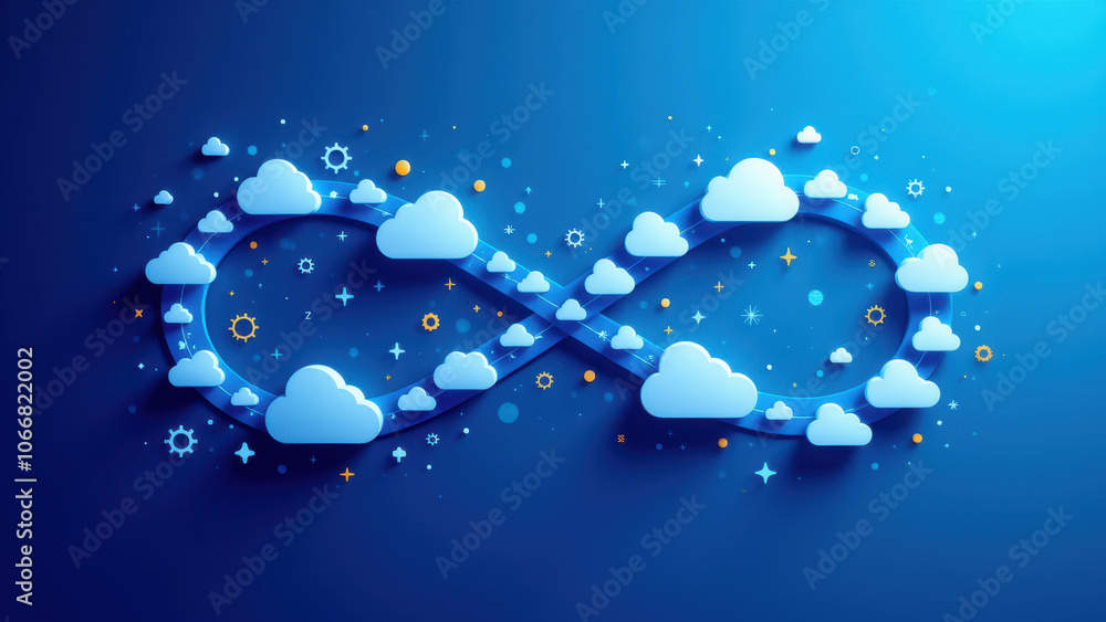Poster image of abstract ci/cd cloud pipeline graphic.