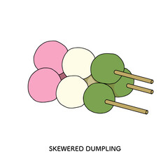 和菓子＿三色団子の線画　手描きのイラスト