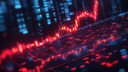 Obraz premium Analyzing financial downturns with a stock bar chart and falling red arrow showcasing economic