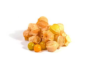 Ananaskirschen, Physalis pruinosa, in einer Nahaufnahme