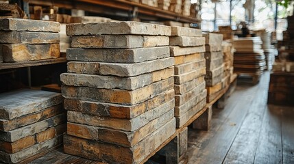 Stacked Rectangular Stone Tiles in an Interior Setting