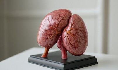 Isometric liver model with bile ducts, lobes, and blood vessels, detailed and educational