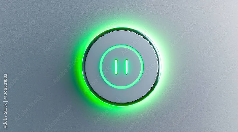 Poster a green and white button with the number 1 on it
