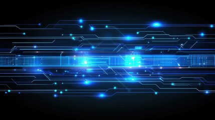 Futuristic circuit board pattern with glowing blue lines, representing advanced digital technology