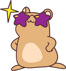 Cute Illustration of a funny hamster with star glasses