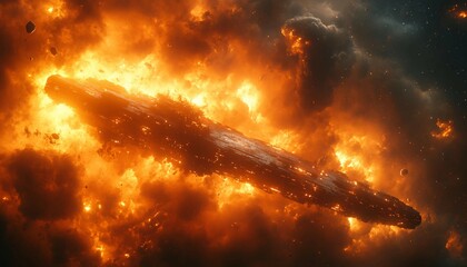 A massive spaceship on the galaxy. Cinematic movie. Cinematic Still, intense space battle between two massive battleships, massive spaceship, galaxy scene, cinematic movie