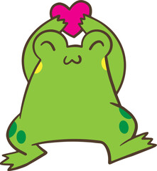 Adorable Green Frog Holding a Heart Cartoon Character