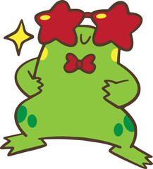 Adorable Green Frog Cartoon Character