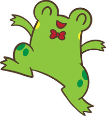 Adorable Jumping Green Frog Cartoon Character