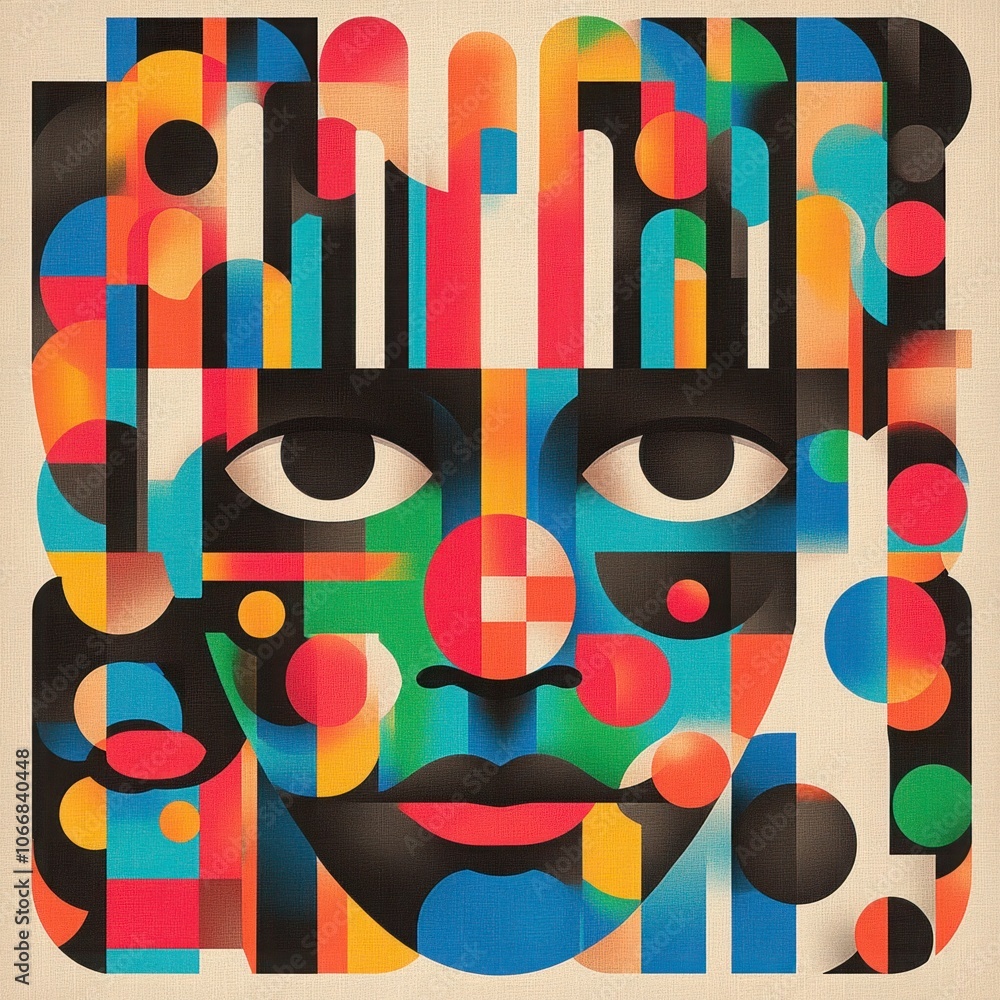Poster abstract interaction with colorful flat design