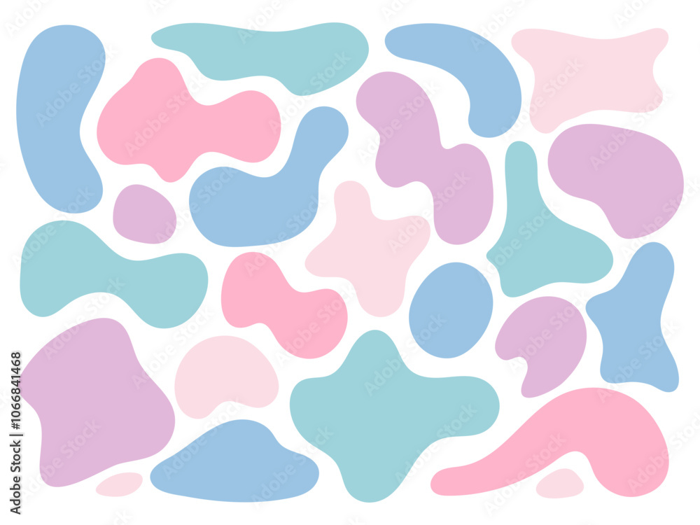 Poster collection of colored liquid organic shapes. irregular abstract geometric form. random deform fluid 