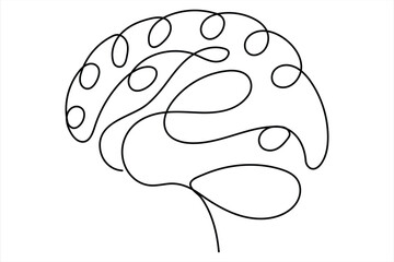Human brain continuous one line drawing concept of Hand drawn minimalism style. brain line art vector illustration