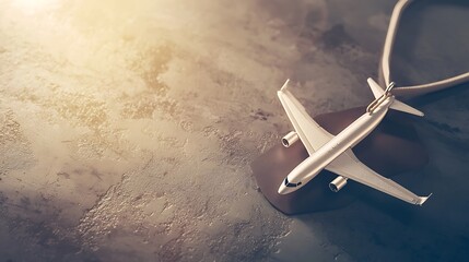 A small white airplane is sitting on a grey surface