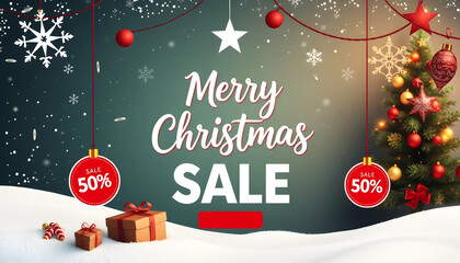 Merry Christmas Sale banner. Merry Christmas  lettering for Happy holidays greeting card, sale, postcard motive, badge, web, invitation, poster.
