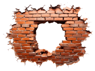 PNG Hole bricks wall white background deterioration.