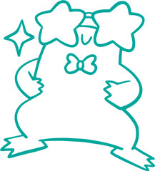 Line art illustration of a funny frog, coloring page