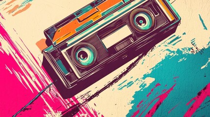 Retro 1980s Illustration with Bold Typography and Nostalgic Colors