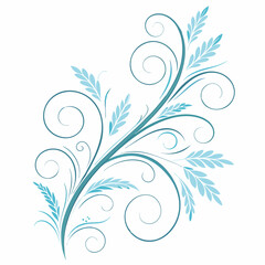 floral design element, blue curls