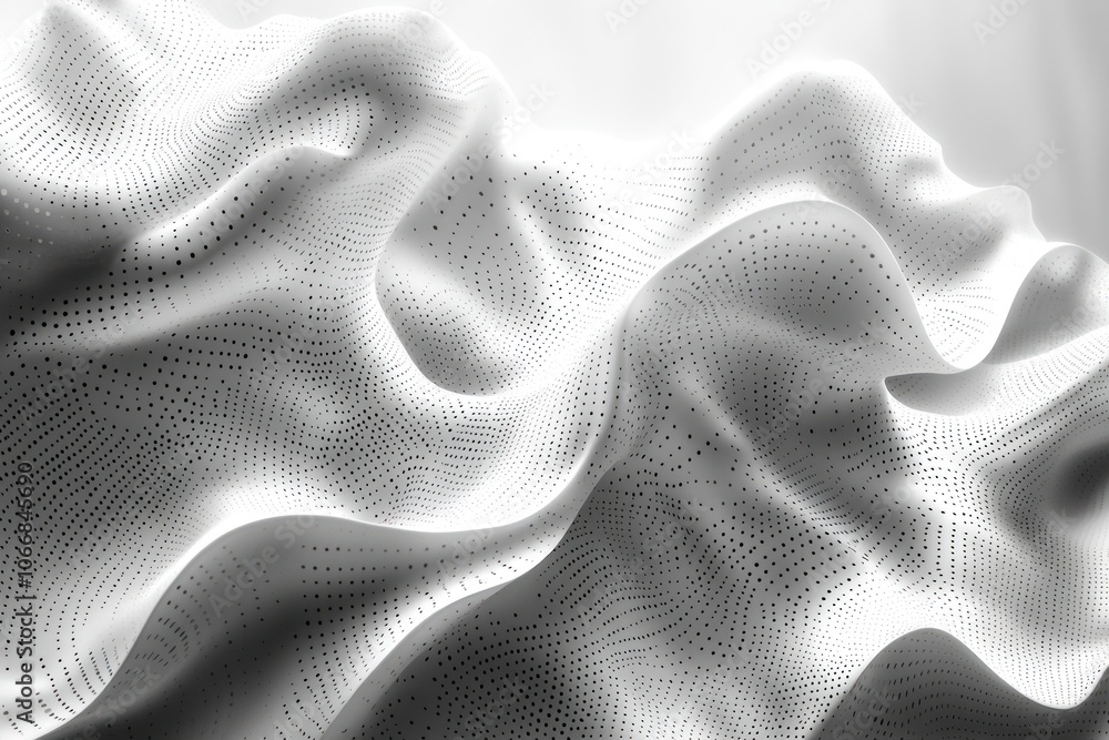 Poster abstract white surface with black dotted pattern and wavy texture