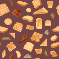 toasts pattern. fried fresh bread for snack sandwiches. vector seamless background
