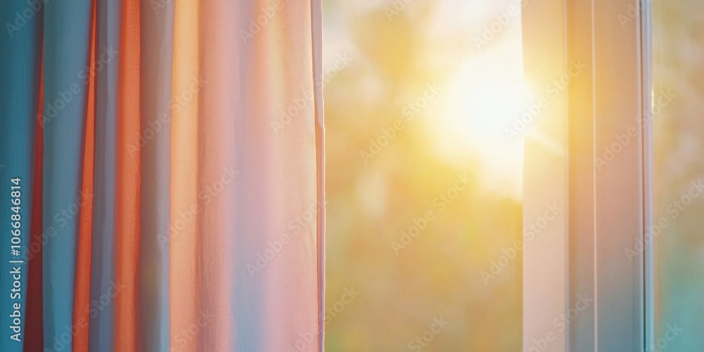 Poster sunlight streaming through sheer curtains, creating a warm and inviting atmosphere.