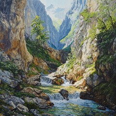 Fototapeta premium Liechtensteinklamm gorge waterfalls.