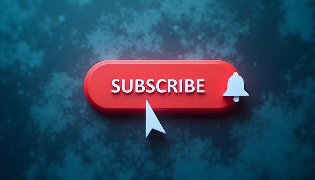 Subscribe Button Design Rectangular Red Button with White Background and Interactive Click Pointer