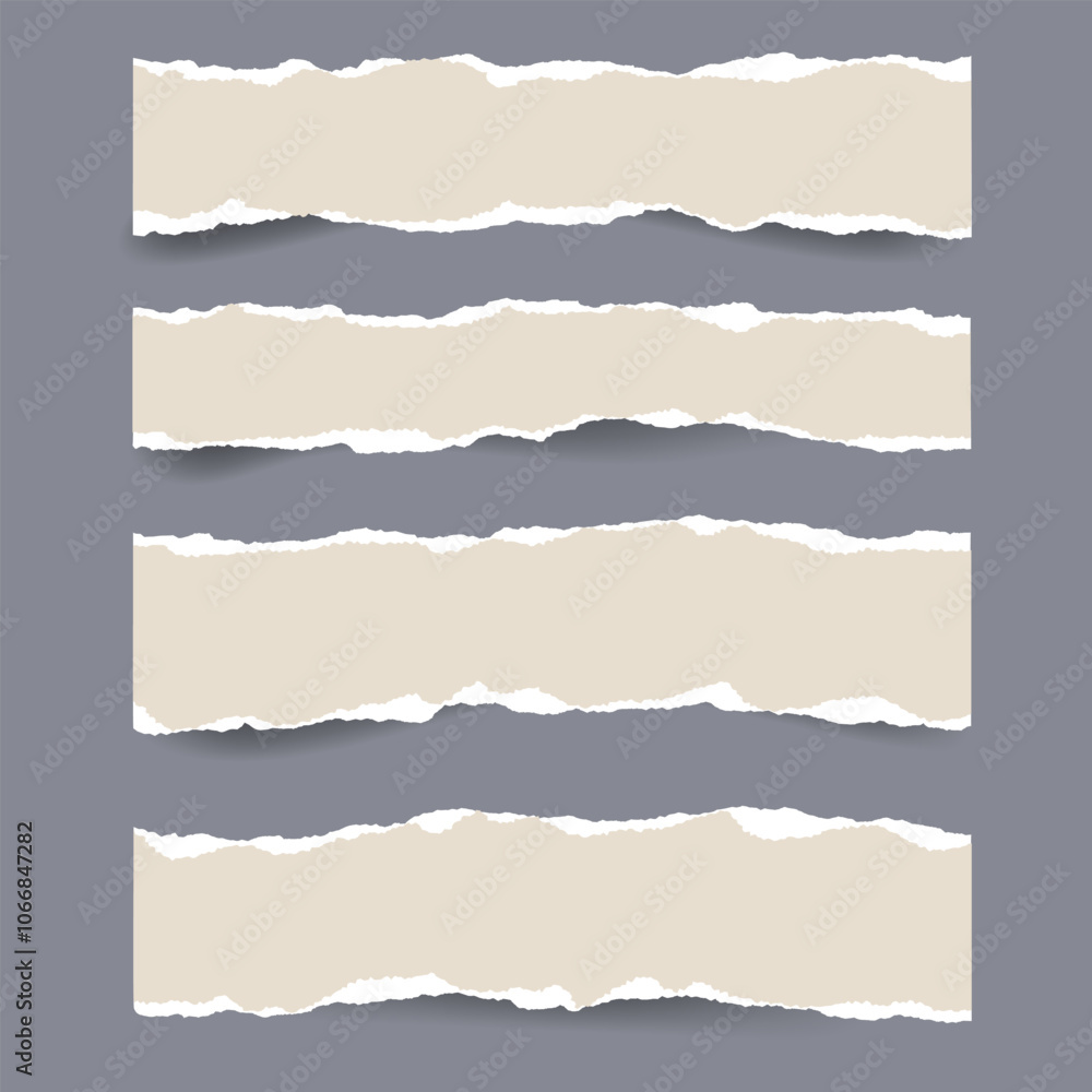 Poster set of torn paper rectangle pieces. realistic scraps fragments for design. template for modern colla