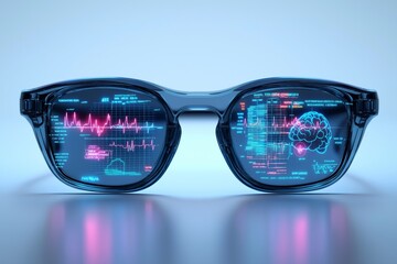 Futuristic medical glasses as an advanced diagnostic tool with digital hologram