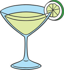 Illustration of a gimlet cocktail, summer drink menu