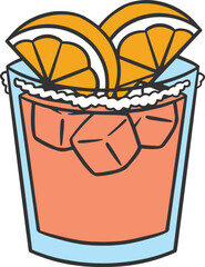 Illustration of a paloma cocktail, summer drink menu