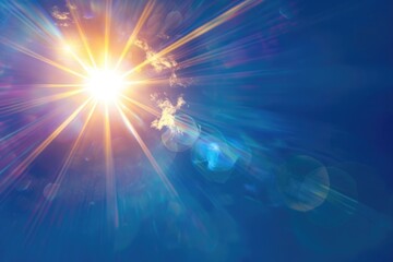 Fototapeta premium Sunlight Flare. Abstract Burst of Blue Light with Solar Glare Effect