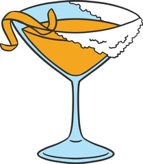 Illustration of a sidecar cocktail, summer drink menu