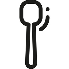 Illustration of a simple black spoon with a flat spatula-style head, designed for easy food serving and cooking, standing against a white background