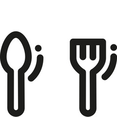 Stylized spoon and fork icons representing dining utensils suitable for food-related themes and restaurant designs