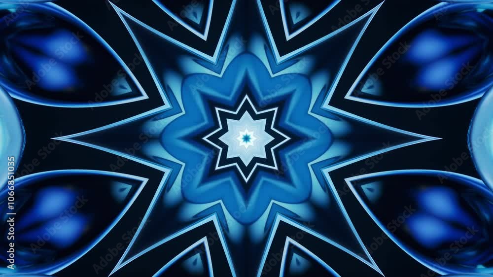 Poster abstract glowing neon kaleidoscope pattern, 3d rendering.