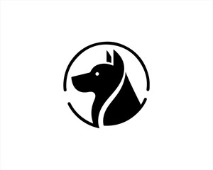 Obraz premium silhouette dog faces head logo vector illustration.