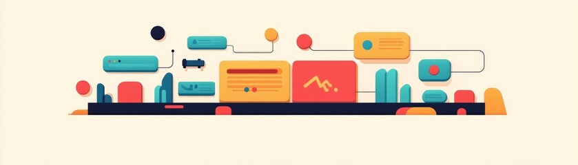 Flexible diagram templates, userfriendly layout, flat design illustration