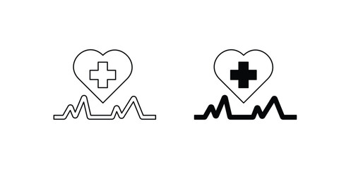 heartbeat set icon with white background vector stock illustration