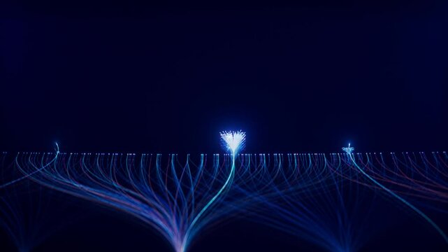 Loopable 3D Animation of Top View of Colorful Branching AI Neural Network. Visualization of Large Language Models, Artificial Intelligence, Complex Algorithms, Chatbot and Machine Learning