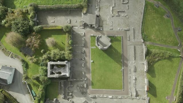 Mellifont Abbey, Near Drogheda, County Louth, Ireland - The First Cistercian Abbey in the Country - Aerial Topdown Shot