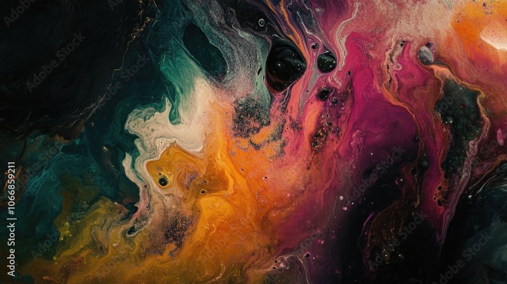 Poster a vibrant blend of colors creating a fluid marbled effect that is both captivating and dynamic