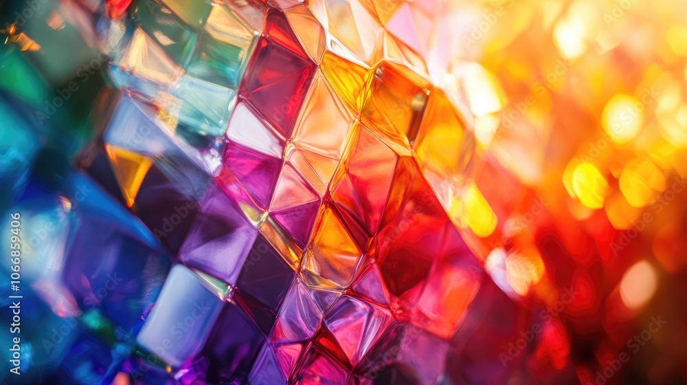 Poster a vibrant abstract glass background refracts light producing a captivating and colorful visual effec