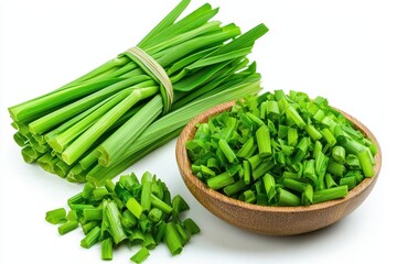 Fresh Lemongrass Stalks and Chopped Herbs Illustration