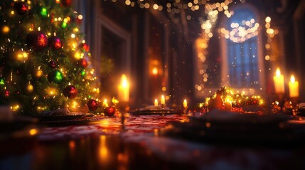Cheerful Whimsy in a Gently Blurred Festive Setting Lively and Vibrant Holiday Spirit