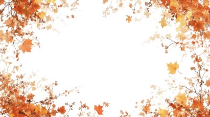 Blank white background featuring a frame of autumn leaves ideal for wallpaper
