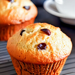 muffins on a wooden table